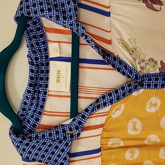 Anthropologie Preppy Maeve The Paz Button Down Colorful Patchwork Blouse Sz XLP - Picture 16 of 16